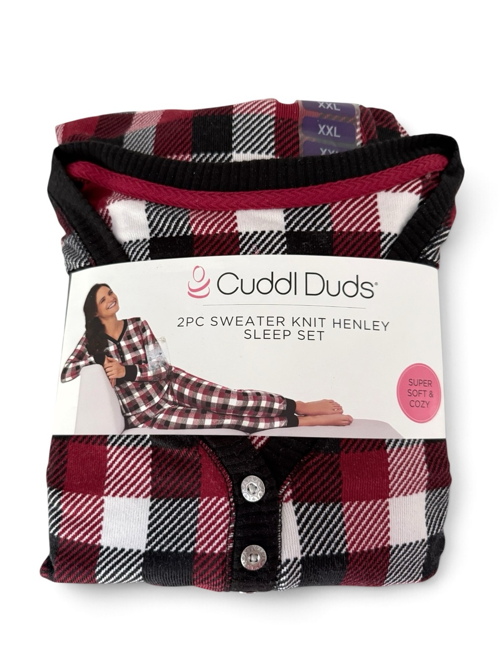 Cuddl Duds Sweater Knit Henley Plaid Pajama Set – XXL (22–24) – NWT - Picture 3 of 11